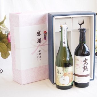感謝の贈り物ボックス 本格的な国産梨シードルと国産ワインセット(アルプス 完熟コンコード辛口赤ワインやや辛口(長野県)720ml松戸産梨シードル甘口(千葉県) 750ml