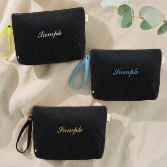 おむつポーチ パイル地 【Onburt オリジナル オーダーメイド】 世界に一つだけ 刺繍 名入れ 抗菌 消臭 加工 日本製 ブラック