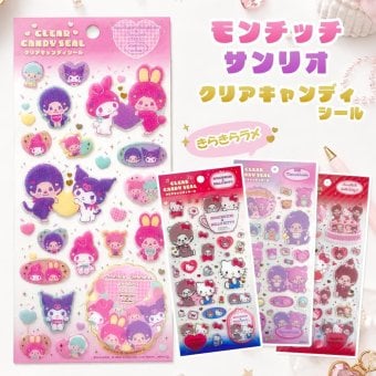 【メール便配送】モンチッチ サンリオ シール 正規品 [ モンチッチ × サンリオキャラクターズ クリアキャンディシール ] 選べる4種 キラキラ ラメ入り ハローキティ マイメロディ クロミ 平成 かわいい プレゼント プチギフト