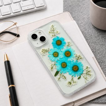 【ほぼ全機種対応スマホケース❁】押し花スマホケース NO.514（スカイブルー）（着日指定不可） 押し花＆レジン iPhone/Xperia/AQUOS/Galaxy他