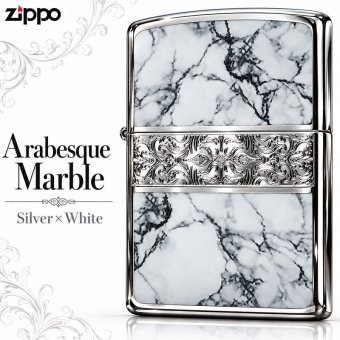 ZIPPO おしゃれ ライター アラベスク＆大理石 ジッポ Arabesque Marble 両面加工 彫刻 シルバー ホワイト かっこいい メンズ ギフト プレゼントッポ ライター かっこいい 5面加工 エッチング彫刻 金赤 金タンク メンズ プレゼント ギフト