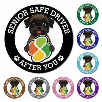 カーサイン 高齢者マーク SENIOR SAFE DRIVER ベルジアングリフォン マグネット 強力 直径13cm 肉球 日本製 車 ステッカー