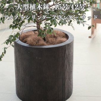 植木鉢 おしゃれ 高級 15号 12号 大型 円柱 筒型 KONTON ファイバークレイ アルファ シリンダープランター 底穴あり 軽量 観葉植物 ウッド 木目調 丸 セメント グラスファイバー 多肉植物 アガベ 寄せ植え 北欧 和モダン ナチュラル 屋外 玄関 テラス ベランダ