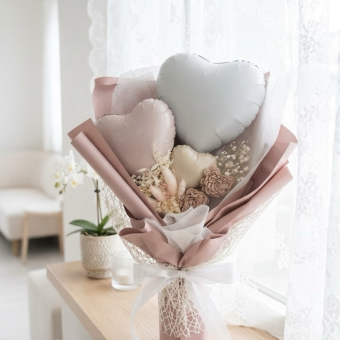 バルーンブーケ ドライフラワー くすみカラースモーキーピンク 花束 ギフト　誕生日 プレゼント 記念日 結婚祝い 発表会 卒業祝い 推し活 卒業式 おしゃれ かわいい　入学式 　送別 入学祝い プロポーズ 母の日 誕生日プレゼント 長持ち 枯れないギフト