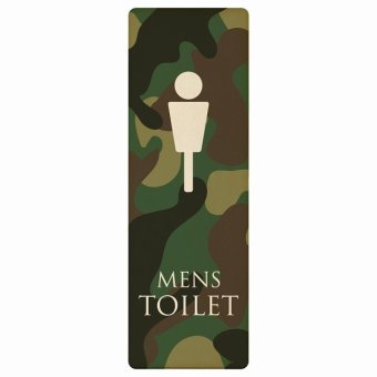 トイレ プレート 木製 MENS 迷彩 カラー 長方形 縦書き 9x27cm ドア サインステッカー ピクトサイン トイレマーク表示 案内 注意 施設 御手洗 TOILET おしゃれ シンプル 安全対策