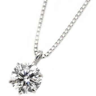 ダイヤモンド ネックレス 一粒 0.5ct プラチナ Pt900 6本爪 Gカラー SI2クラス Excellentカット 鑑定書付 ダイヤ ペンダント シンプル レディース ジュエリー プレゼント