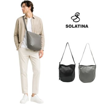 SOLATINA シンプルショルダー大 大容量 ショルダーバッグ 斜め掛け 普段使い 使いやすい シンプル 牛革 メンズ ギフト プレゼント ブラック sbi-00020