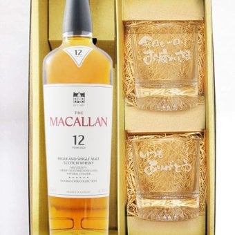 ★ 送料無料 ★ ザ・マッカラン ダブルカスク 12年 700ml + メッセージ入りロックグラス２個セット【 7011 】【 ハロウィン 贈り物 ギフト プレゼント 誕生日 結婚のお祝い 】