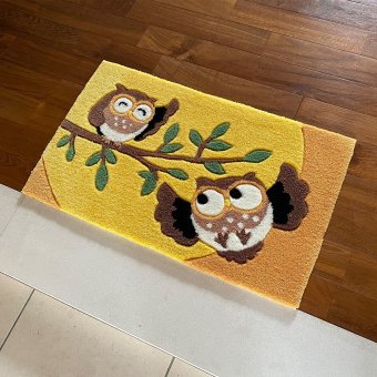 ふくろうフックマット 55×85cm 玄関マット 室内 屋内 風水 縁起物 梟 フクロウ 大判 おしゃれ 玄関 滑り止め 厚手 送料無料