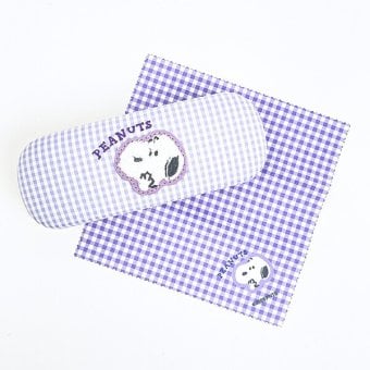 スヌーピー メガネケース パープル サガラワッペンチェック SNOOPY