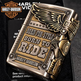 ZIPPO ライター ハーレー ダビッドソン ジッポ アンティークシルバー＆ゴールド 金銀 古美仕上げ 3面メタル イーグル 日本国内限定モデル かっこいい ギフト ジッポー