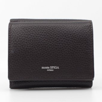 モンテスピガ　monte SPIGA　コンパクト財布　MOSMSP301DBR　ダークブラウン　濃茶　シュリンクレザー　牛革　三つ折り財布　トライフォード ウォレット