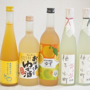 黄金色の一滴柚子5本セット(柚子小町7%(長崎県) 柚子小町S7%(長崎県) 馬路村のゆず、はじめました。ゆず梅酒7% 国産ゆず100％おばあちゃんのゆず酒 7度 紀州の梅酒とゆず12度) 500ml×3本 720ml×2本