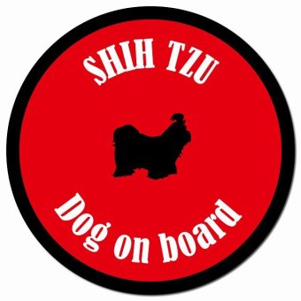 カラフル Dog on board シーズー レッド＆ブラック カーサイン 車 マグネットステッカー 犬 マグネット 強力 直径13cm 丸型 おしゃれ かわいい ドラレコステッカー 安全対策 危険運転 煽り運転 アニマル 動物 犬種別 屋外 防水 屋内