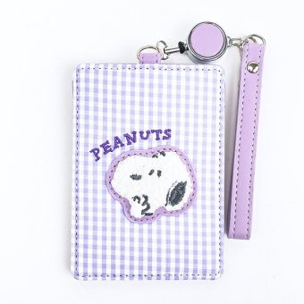 スヌーピー パスケース パープル 定期入れ サガラワッペンチェック SNOOPY