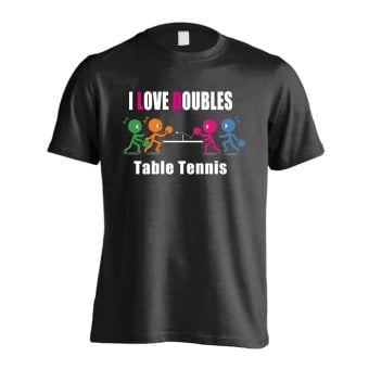 卓球 Tシャツ 半袖 メンズ ウェア レディース 練習着 ジュニア ドライ おもしろ tシャツ 速乾 名入れ スポーツ 女子 男子 チーム おしゃれ 文字入れ 「I LOVE DOUBLES」 アートワークスコウベ 【送料無料】