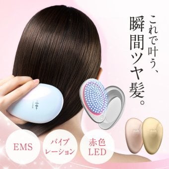 EMSブラシ WAVEWAVE EMS Brush Air mini WH51-03 クッションブラシ EMS マイクロカレント マイナスイオン 赤色LED バイブレーション 3段階 充電式 コードレス コンパクト ミニ ヘアブラシ 頭皮ケア 持ち運び 旅行 ミラー付き 美容家電 女性 母 妻 誕生日 母の日 プレゼント ギフト