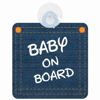 セーフティサイン BABY ON BOARD デニム デザイン Bタイプ 大文字 安全運転 車内用 吸盤タイプ 煽り運転対策 収れん火災防止タイプ 安全対策 カーサイン 吸盤