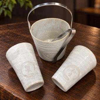 退職 異動 名入れ ペアギフト SXX 晩酌セット 日本製 青磁刷毛 アイスペール & トング & カップ 2点 専用BOX入り / プレゼント ギフト 退職 記念 誕生日 長寿 祝い 酒器セット チューハイセット