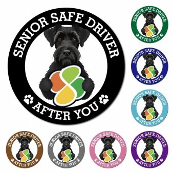 カーサイン 高齢者マーク SENIOR SAFE DRIVER ジャイアントシュナウザー マグネット 強力 直径13cm 肉球 日本製 車 ステッカー