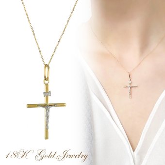 18金 十字架 キリスト クロス ネックレス K18 18K レディース 母の日 45cm ゴールド お守りジュエリー 金 プレゼント ペンダント チェーンネックレス プレゼント 女性 母 妻 誕生日 婚約 結婚記念日 ギフト 贈り物 ランキング お祝い クリスマスプレゼント