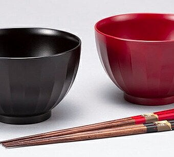 吟朱・溜　夫婦大椀（箸付）（R) インテリア 漆器 盆 カタログギフト 景品 粗品