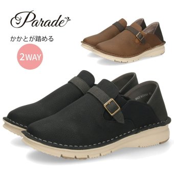 カジュアルシューズ レディース 靴 スリッポン ２WAＹ かかとが踏める 軽量 ４E 幅広 柔らかい パレード Parade 2353