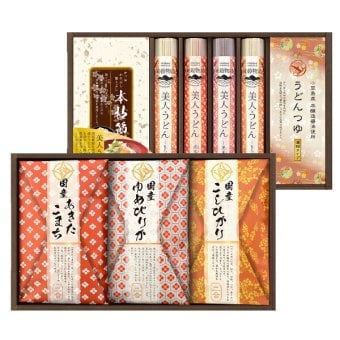 麺米御膳-めんまいごぜん-C(ギフト プレゼント 贈り物 個包装 名入れ お米 うどん お祝い 内祝い 結婚祝い 結婚内祝い 出産内祝い 手土産 お返し お礼 快気祝い 退職祝い 引越祝い 詰め合わせ 挨拶 人気 おすすめ)