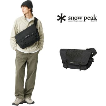 snowpeak Grid Messenger Bag ショルダーバッグ 斜め掛け 大容量 普段使い 使いやすい シンプル レディース メンズ ギフト プレゼント ブラック 100261sb08