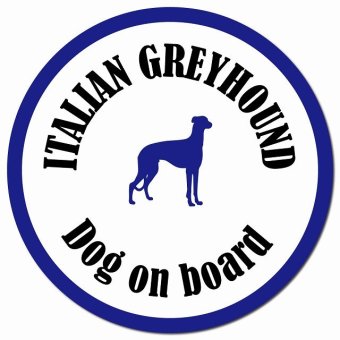 カラフル Dog on board イタリアングレーハウンド ホワイト＆ネイビー カーサイン 車 マグネットステッカー 犬 マグネット 強力 直径13cm 丸型 おしゃれ かわいい ドラレコステッカー 安全対策 危険運転 煽り運転 アニマル 動物 犬種別 屋外 防水 屋内