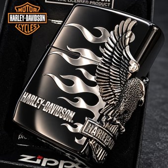 ZIPPO ハーレー ダビッドソン ジッポライター ブラック＆シルバー かっこいい ファイヤー 3面銀燻しメタル イーグル 黒銀 HARLEY-DAVIDSON 日本国内限定モデル ジッポー ギフト