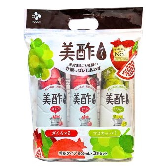 CJ FOODS　美酢（ミチョ）アソートセット　希釈用900ml x 3本　韓国製　100%果実発酵のお酢　調味酢（ざくろ　2本、マスカット 1本）?フラクトオリゴ糖使用　#80406　賞味期限:2026.12.16