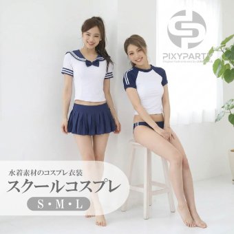 選べる2タイプ 水着素材 コスプレ レディース PixyParty セーラー服 体操服 ブルマ風 セパレート水着 タンキニ セット パッド入り S M L ネイビー ホワイト かわいい セクシー コスプレ水着 スクール水着風 体操着 撮影会 個撮 イベント ハロウィン 仮装 衣装 コスチューム