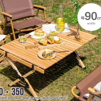 テーブル DIY 折りたたみ レジャー ウッド 90cm 木製 ロール ハイ アウトドア キャンプ バーベキュー ピクニック インテリア
