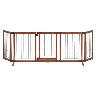 リッチェル ペット用 木製おくだけドア付ゲート L ブラウン 犬用 間仕切り 柵 置くだけ ペットゲート 小型犬 中型犬 ドア付き 幅調節 折りたたみ ペット用品