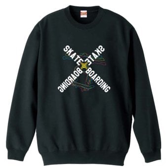 スケボー スケートボード トレーナー スウェット メンズ レディース ジュニア 裏パイル 練習着 おもしろ 名入れ おしゃれ 文字入れ無料 綿100% キッズ 大きいサイズ 「ネオンスタイルのクロスSKATEBOARD」 アートワークスコウベ 【送料無料】