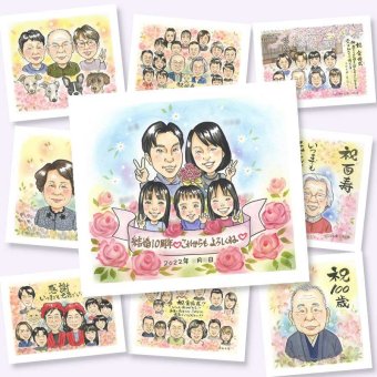 結婚10周年の記念に、特別な記念の似顔絵はいかがですか。大切なお祝いにも安心してご注文いただけます。 似顔絵 結婚記念日 贈り物 ギフト 名入れ 手描き プレゼント 結婚10周年 銀婚式 結婚記念日 大人数 両親 家族 夫婦 修正無料 下書き確認 名入れ 一生もの そっくり サプライズ 親孝行 親孝行 感謝 記念日 結婚10周年 周年 ハロウィン 卒寿祝い イラスト ブライダルギフト 引っ越し