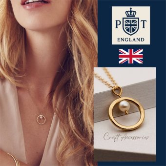 英国製 ハンドメイド パール サークル ゴールドネックレス レディース 18Kゴールドプレーティング 上品 シンプル 誕生日 記念日 ギフト