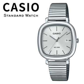 箱なし カシオ 腕時計 レディース CASIO シルバー スクエア 四角 メタル 海外モデル 逆輸入 薄型 50m防水 カレンダー 日付 シンプル レトロ 仕事 通勤 就職祝い 誕生日 母の日 プレゼント ギフト 成人 卒業 入学
