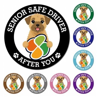 カーサイン 高齢者マーク SENIOR SAFE DRIVER ボーダーテリア マグネット 強力 直径13cm 肉球 日本製 車 ステッカー