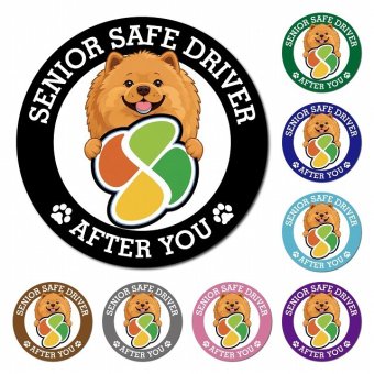 カーサイン 高齢者マーク SENIOR SAFE DRIVER チャウチャウ マグネット 強力 直径13cm 肉球 日本製 車 ステッカー