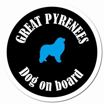 カラフル Dog on board グレートピレニーズ ブラック＆ホワイト カーサイン 車 マグネットステッカー 犬 マグネット 強力 直径13cm 丸型 おしゃれ かわいい ドラレコステッカー 安全対策 危険運転 煽り運転 アニマル 動物 犬種別 屋外 防水 屋内