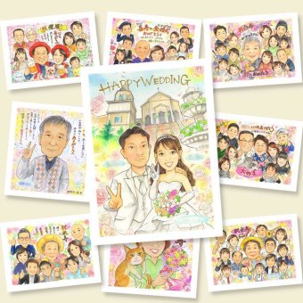 結婚式の記念に、プレゼントにぴったりの似顔絵です。下書き確認あり。修正無料で納得の表情になるまで調整します。 似顔絵 プレゼント 結婚祝い 贈り物 ギフト 手描き 名入れ 結婚式 ブライダル 記念 ウェディング 婚礼 新郎 カップル 両親 新婦 修正無料 名入れ 下書き確認 そっくり サプライズ 喜ばれる かわいい ウェディング 一生もの 思い出 結婚式 オーダーメイド 大量注文