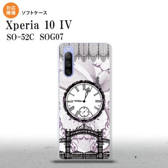 SO-52C SOG07 Xperia 10IV スマホケース 背面ケースソフトケース 時計 妖精 黒 2022年 7月発売 nk-xp104-tp1256