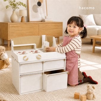 hacomo ダンボールシステムキッチン[おままごとキッチン ダンボールままごと ダンボール 段ボールキッチン ままごと ハコモ らくがき 落書き できる 段ボール おもちゃ 知育玩具 3歳 誕生日 プレゼント]