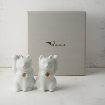 【組み合わせは144通り！セミオーダーできる招き猫】Jeramic MANEKINEKO / 白 / ペアセット / ギフトボックス付き / 瀬戸焼 置物【送料無料（北海道・沖縄を除く）】