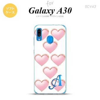 SCV43 Galaxy A30 SCV43 スマホケース ソフト カバー ハート C 白 +アルファベット nk-scv43-tp175i