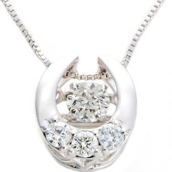 ダイヤモンド ネックレス K18 ホワイトゴールド 0.2ct ダンシングストーン 馬蹄 ホースシュー 一粒 揺れるダイヤ ペンダント 鑑別カード レディース アクセサリー ジュエリー ギフト