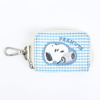 スヌーピー スマートキーケース ブルー サガラワッペンチェック SNOOPY