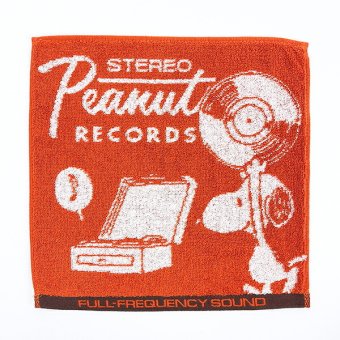 スヌーピー ミニタオル RECORDS オレンジ ハンカチ SNOOPY